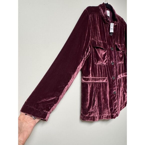 LOFT Velvet Utility Jacket in Rich Burgundy - Picture 5 of 12